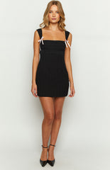 Black Bow Tie Mini Dress