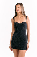 Black Sequin Party Mini Dress