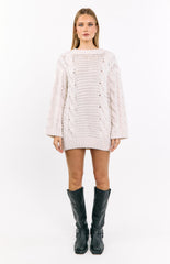 Cream Cable Knit Sweater Dress