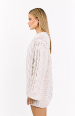Cream Cable Knit Sweater Dress