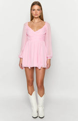 Light Pink Long Sleeve Mini Dress