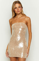 Sleek Gold Sequin Mini Dress