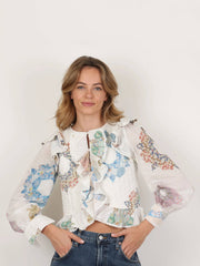 Vintage Floral Ruffled Blouse
