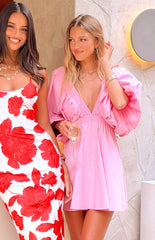 Baby Pink Short Sleeve Mini Dress