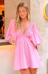 Baby Pink Short Sleeve Mini Dress