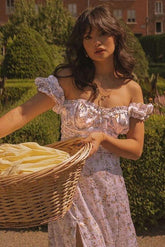 Fashion Du Jour Floral Print Off Shoulder Midi Dress