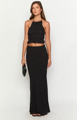Black Halter Neck Crop Top