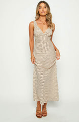 Beige Geo Print Maxi Dress