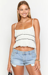 White Ruffled Cami Top