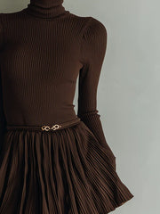 Stylish Brown Textured Bodycon Mini Dress