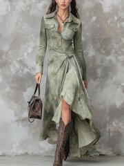 Sage Green Tie-Dye Suede Maxi Dress