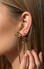 Gold Bow Drop Earrings