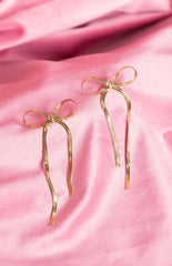 Gold Bow Drop Earrings