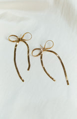 Gold Bow Drop Earrings