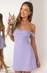 Lilac Off The Shoulder Mini Dress