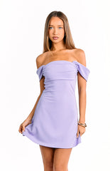 Lilac Off The Shoulder Mini Dress
