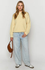 Yellow Ribbed Knit Oversized Sweater