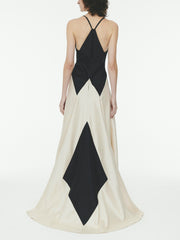 Black White Contrast Slip Maxi Dress