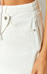 White Denim Asymmetrical Wrap Mini Skirt