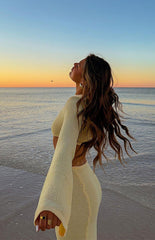 Yellow Long Sleeve Knit Maxi Dress