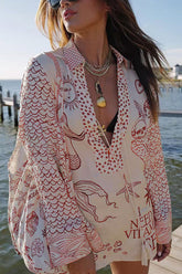 Satin Tribal Print Shirt and Shorts Two Piece Suits