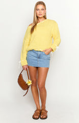 Yellow Drop Shoulder Knit Sweater