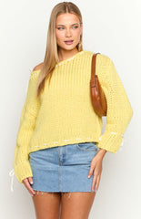 Yellow Drop Shoulder Knit Sweater