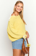 Yellow Drop Shoulder Knit Sweater