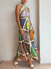 Paisley Print Halter Neck Maxi Dress