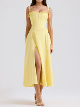 Sunshine Yellow Linen Midi Sundress