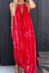 Women's Halter Neck Tie-dye Holiday Casual Dress