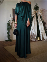 One Shoulder Draped Top &Maxi Skirt Two Piece Set