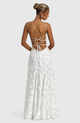 Spaghetti Strap Backless Textured Maxi Dress