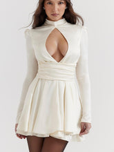 White Bow Back Long Sleeve Mini Dress