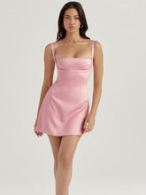 Peach Pink Satin Mini Dress