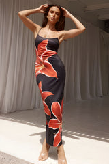 Black Lily Floral Midi Dress