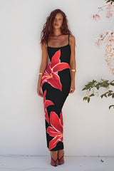 Black Lily Floral Midi Dress