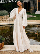 Cream Long Sleeves Maxi Dress