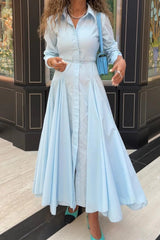 Light Blue Button Down Maxi Dress