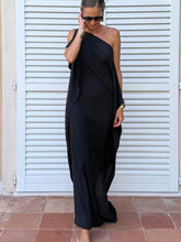 Flowing Asymmetric One Shoulder Maxi Dress