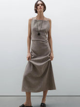 Heather Khaki Linen-Blend Maxi Dress