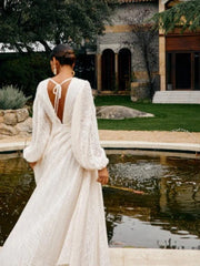 Cream Long Sleeves Maxi Dress