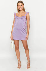Lilac Satin Mini Dress