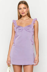 Lilac Satin Mini Dress