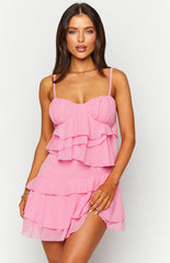Pink Ruffle Slip Mini Dress