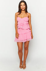 Pink Ruffle Slip Mini Dress