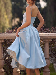 Baby Blue Tulle Slip Midi Dress