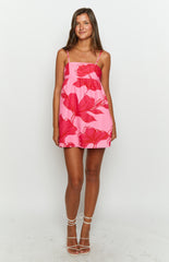 Hot Pink Floral Mini Dress