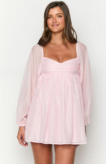 Light Pink Long Sleeve Mini Dress
