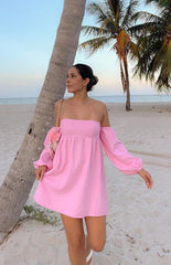Light Pink Off Shoulder Mini Dress
